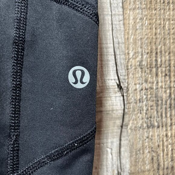 Lululemon Pace Rival Crop 4 Run Pockets Inspire Solid Black Luxtreme - Picture 8 of 10